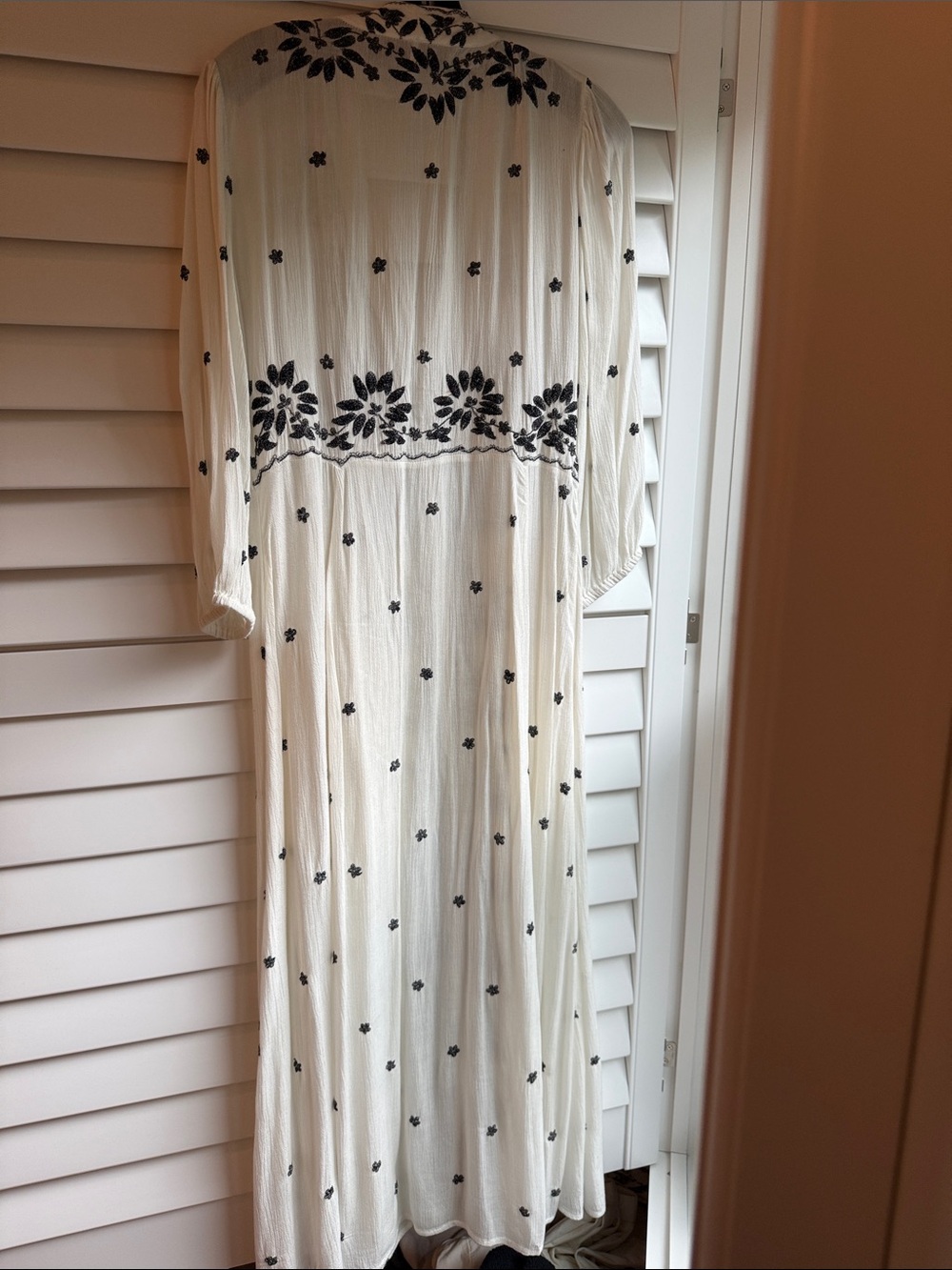 Free People White Maxi Dress with Black Floral Embroidery - Picture 5 of 6